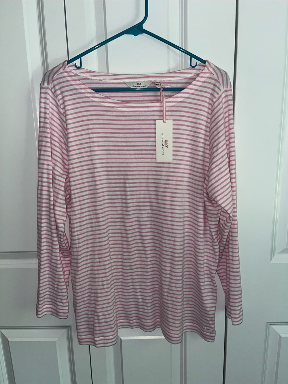 NWT Vineyard Vines Boatneck Long-Sleeve Modal Striped Top, Women’s Size XXL Pink